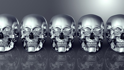 metal scull isolated on dark background with clipping path