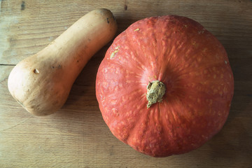 Légumes anciens de saison. Butternut et potimarron