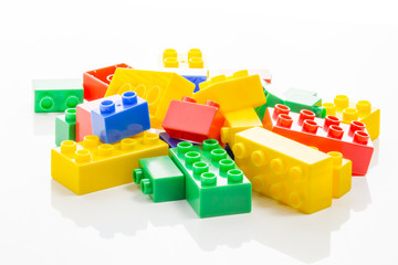 Pile of colorful plastic bricks