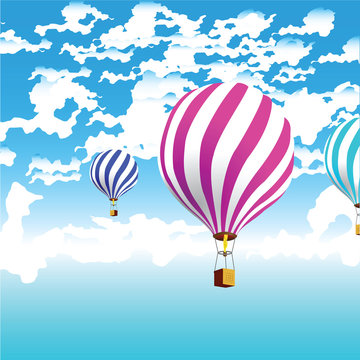  Background of balloons in the clouds