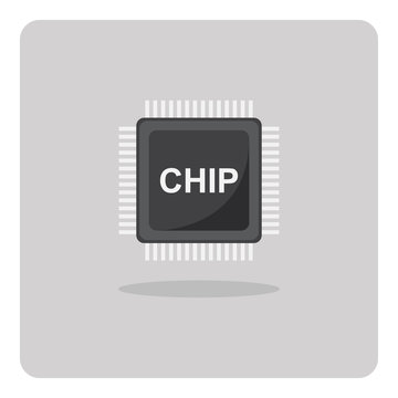 Vector of flat icon, chip for printed circuit board on isolated background