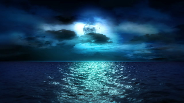 Ocean Moonlight and Clouds (Loop)