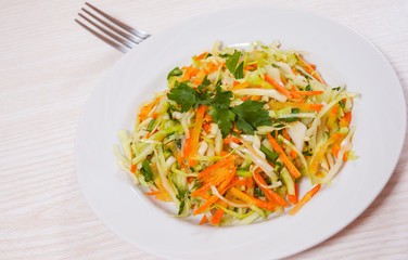 fresh vegetables salad with cabbage and carrot