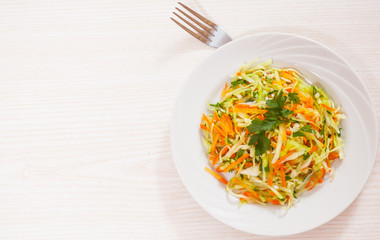 fresh vegetables salad with cabbage and carrot