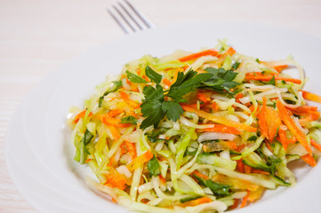 fresh vegetables salad with cabbage and carrot