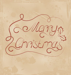 Calligraphic Christmas lettering, grunge texture