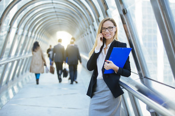 Businesswoman talking on mobile phone