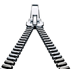 metal zipper isolated on white with clipping path
