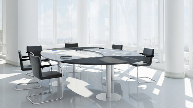 Moderner Konferenztisch im Hochhaus