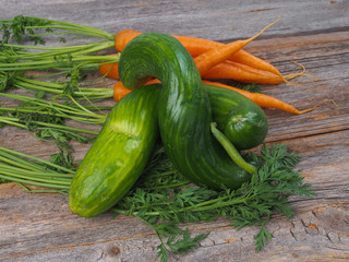 Fresh carrots and cucumber