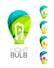 Set of abstract light bulb icons, business logotype idea