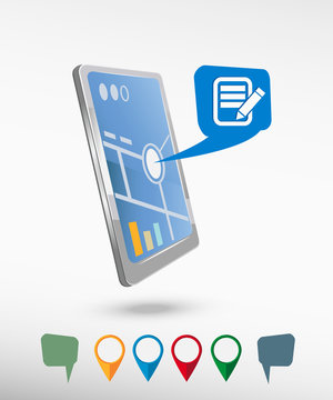  Document icon and perspective smartphone vector realistic.