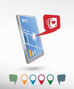 Game cards icon and perspective smartphone vector realistic.
