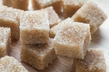 Cubes of cane sugar, Close-up.