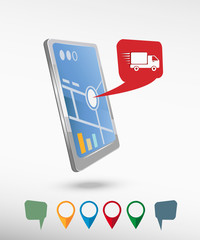 Fast delivery service icon and perspective smartphone vector rea