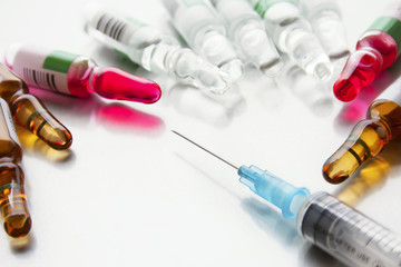 medical ampoules and syringe