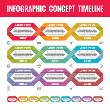 Infographic business concept in flat design style - timeline vector template for presentation, booklet, web and other creative design projects. Design elements.
