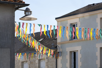 Happy street in France on 14th July