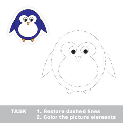 Penguin. Restore dashed line and color picture.