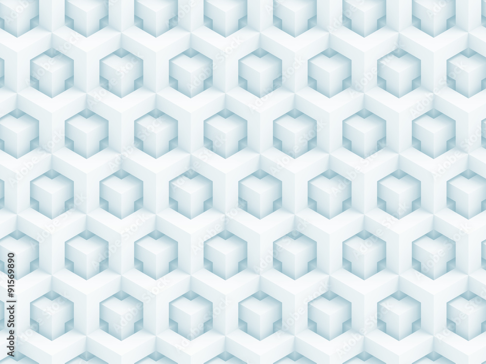 Poster abstract blue polygonal 3d seamless pattern - geometric box structure background