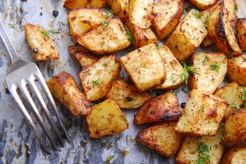 close up of the roasted potatoes
