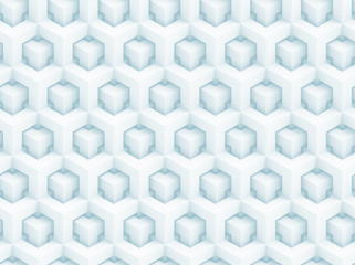 Abstract blue polygonal 3D seamless pattern - geometric box structure background