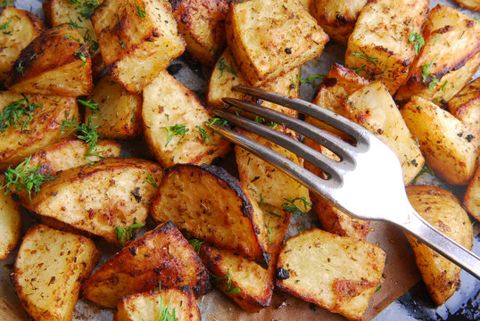 close up of the roasted potatoes