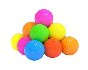 Isolated golf ball pyramide with clipping path