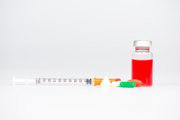 Injection vial and medicine tablet