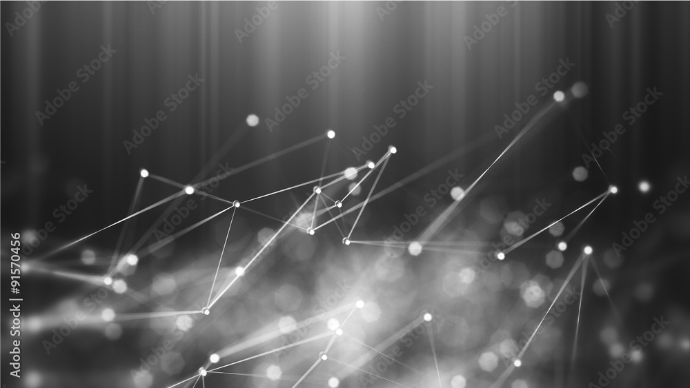 Poster abstract blue microscopic molecules structure background - 3d render