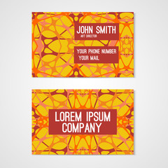 Design for business card with hand drawn abstract pattern. Corporate identity.