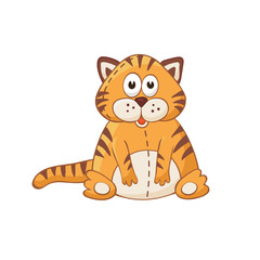 Cute cartoon animal. Cartoon cat character. Cartoon tiger. Stuffed toy.