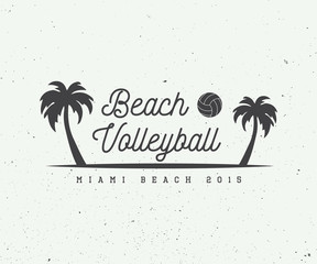 Vintage beach volleyball label, emblem or logo.
