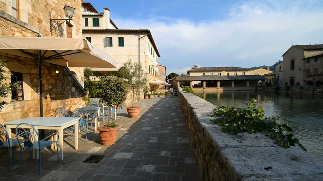 Ancient village Bagno Vignoni in Tuscany, Italy