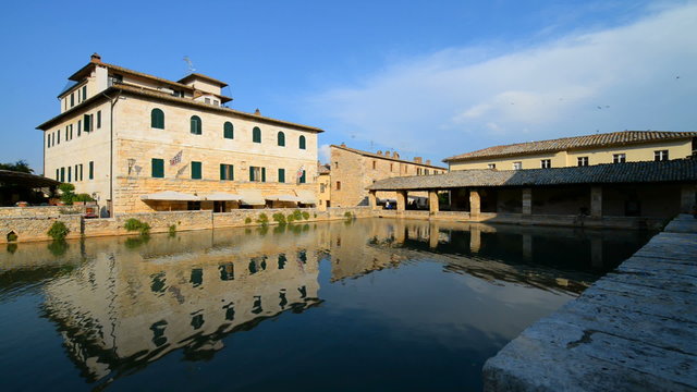 Ancient village Bagno Vignoni in Tuscany, Italy