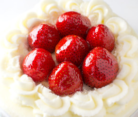 closeup strawberry cake