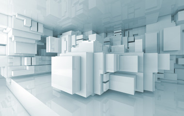 Abstract high-tech interior with chaotic cubes