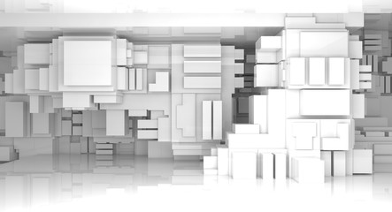 3d abstract white empty high-tech interior