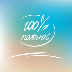 Vector natural label, logo. 100 percent natural. 