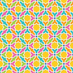 Geometric pattern in Arabian style, Seamless vector background, Colourful Wallpaper