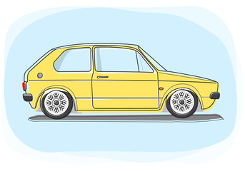 Fototapeta na wymiar Little Yellow Coupe Car