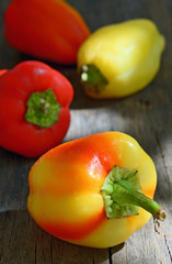 peppers on the wooden background