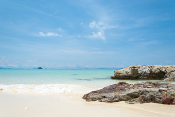 blue sky with sea and rock
