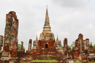 Fototapeta premium Landscape of Ayutthaya historical park in Thailand.