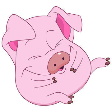 cute pig is laughing