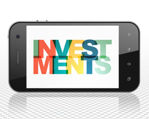 Currency concept: Smartphone with Investments on  display