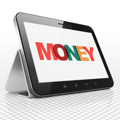 Currency concept: Tablet Computer with Money on  display