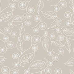 Seamless background with floral abstract pattern in grey color