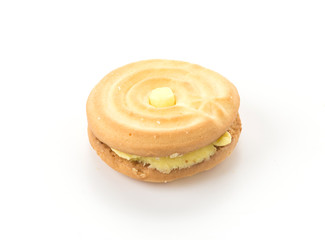 cookie biscuit with cream on white