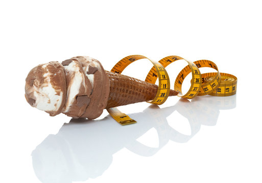 Tape measure ribbon around an ice cream cone